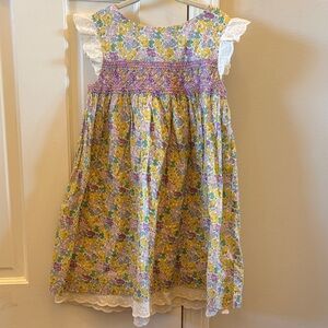 Mini Boden Yellow and Purple Floral Dress Size 5-6